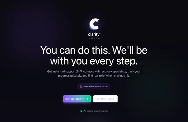 Clarity recovery-support product landing experience